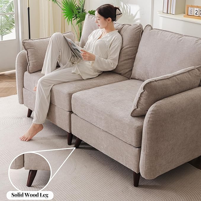 73'' Loveseat Sofa with All Seats Storage, Modular Sectional Couch with Movable Ottoman,Oversized Comfy Couch with 7.8'' Cushion,24.5'' Deep Seat,for Living Room,Bedroom,Velet,Khaki