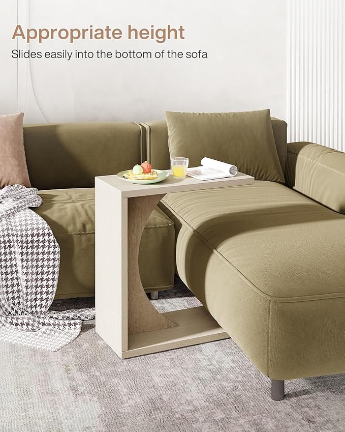 Tribesigns C-Shaped End Table for Couch, Sofa Side Table, C Table for Small Space, Living Room, Bedroom (1, Beige)