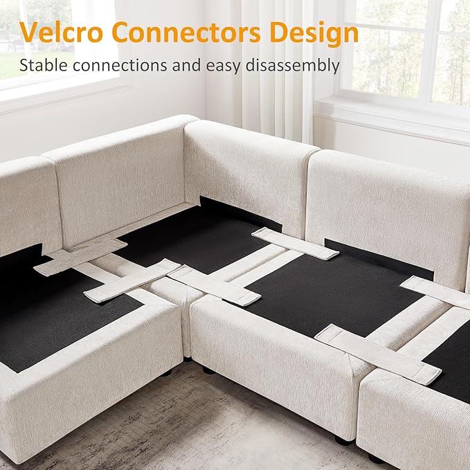 VANOMi Modular Sectional Sofa, Convertible Couch Modular Sofa Without Ottoman, Sectional Sofas for Living Room Small Apartments