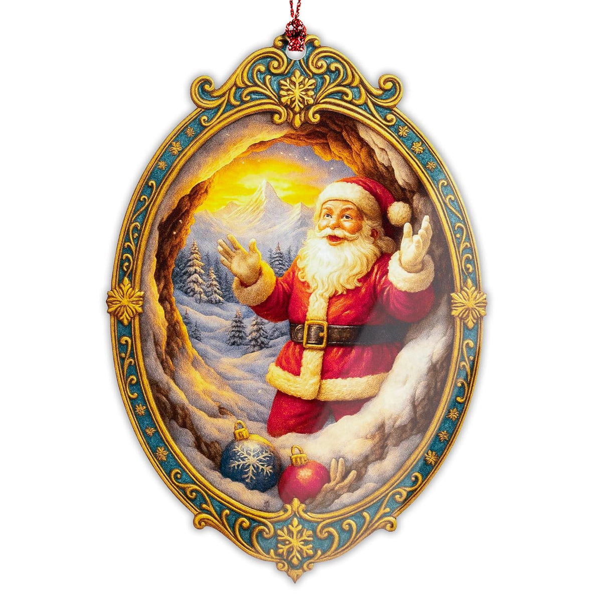 Santa Ornament – Christmas Decor | Santa Claus Ornament + Holiday Keepsake – Gift for Kids and Family – Christmas Ornament 2025 – Suncatcher Effect Stained Glass Window Hanging – Car Hanging
