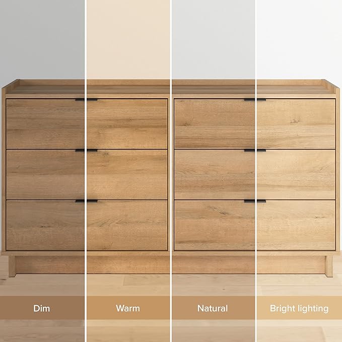 Prepac Simply Modern Nightstand Bedside Table, Natural Oak Nightstand for Bedroom, End Table with 3 Drawers 26.5" W x 26.75" H x 16" D
