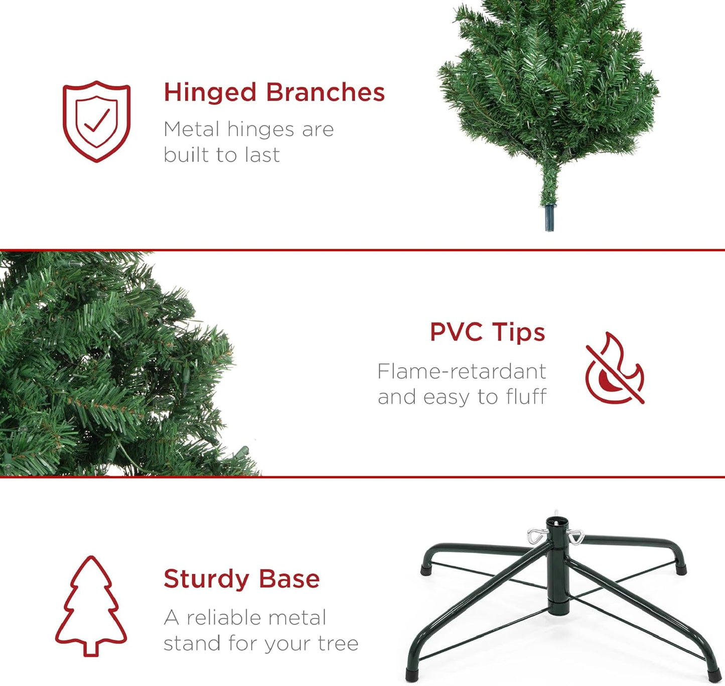 Best Choice Products Artificial Christmas Tree, 12ft Premium Unlit Realistic Spruce Holiday Décor w/Dense Branches, Easy Assembly, Metal Base