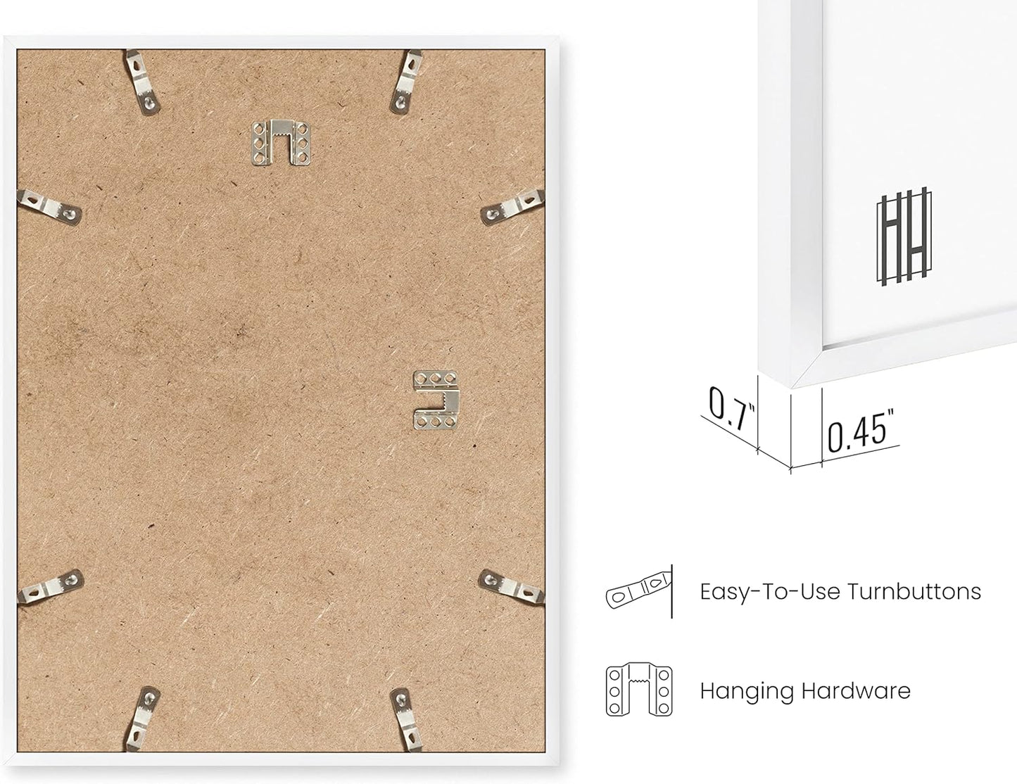 HAUS AND HUES 12x18 White Picture Frame - White 12x18 Frame Aluminum, Vertical & Horizontal Hanging, Shatterproof Plexiglass - Ideal for Home, Room, Office Decor (12x18 in, White)