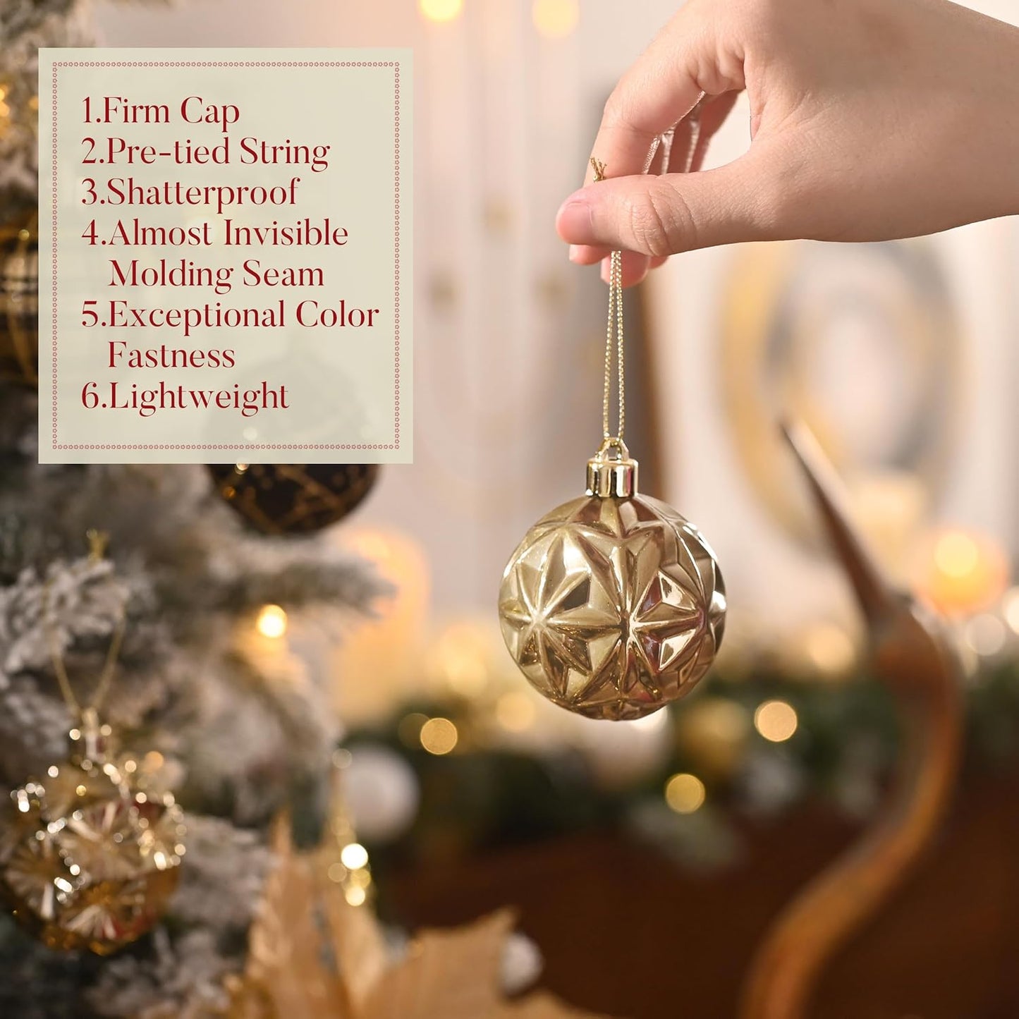 Valery Madelyn Ornaments for Christmas Trees, 16ct 2.36 Inches Black and Gold Shatterproof Christmas Tree Decorations, Luxury Hanging Ball Ornaments for Xmas Holiday Party Decor