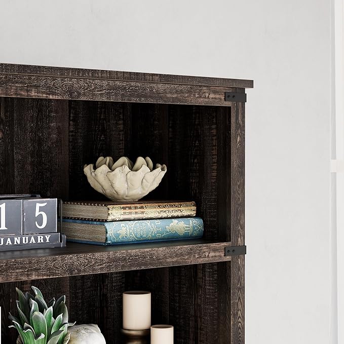 IDEALHOUSE 3 Tier Bookcase, Farmhouse Book Shelf with Storage, Low Book Case Wooden 3 Shelf Bookcase for Home Office, Living Room, Bed Room (Oak, 40.0" H x 31.5" W x 12.2" D)