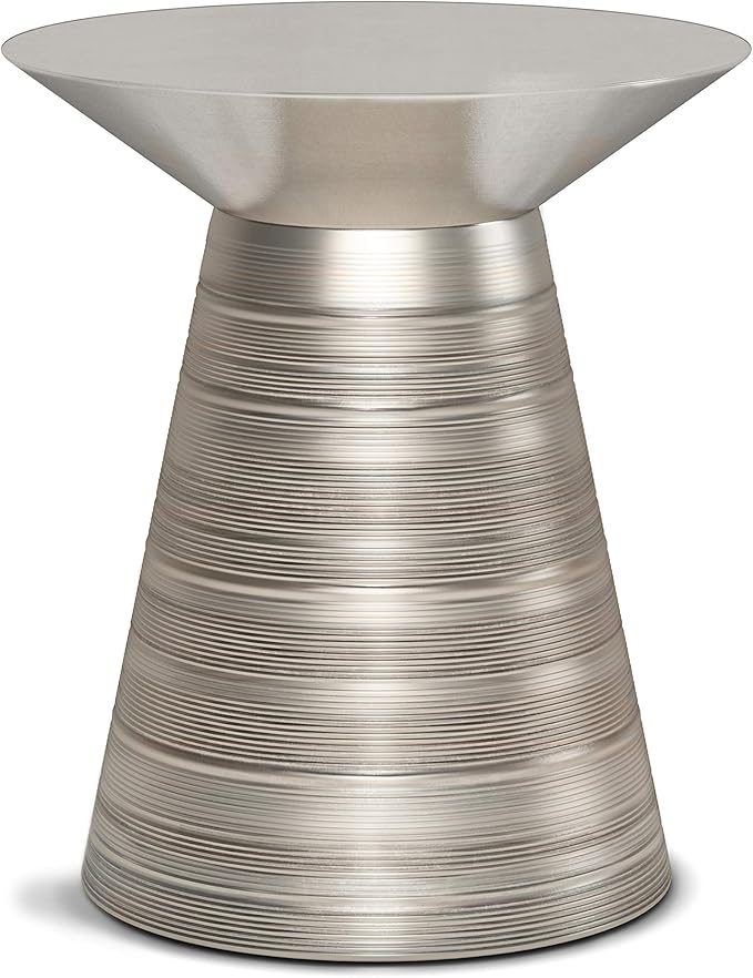 SIMPLIHOME Sheridan Industrial 18 Inch Wide Metal Accent Side Table in Antique Silver, Fully Assembled, For the Living Room and Bedroom
