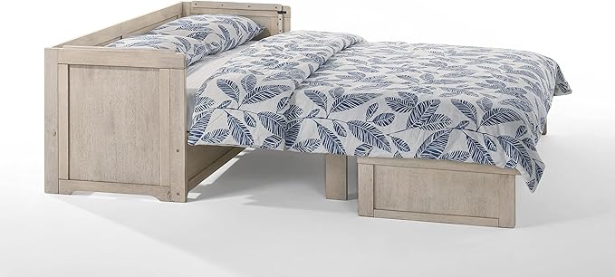 NIGHT & DAY Furniture Murphy Cube Cabinet Bed Pre-Assembled (Antique White, Queen)