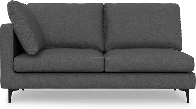 SIMPLIHOME Ava Corner Sectional Sofa in 100% Recycled Polyester Tightly Woven Performance Fabric, Pebble Grey, 102-inches Wide, Handcrafted Mid-Century Modern Style L-Shaped Couch for Living Room