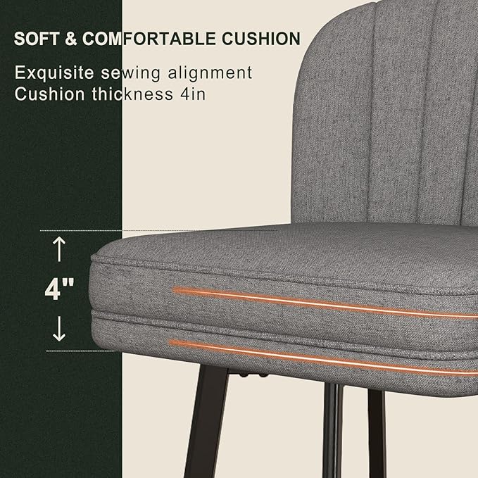 Swivel Counter Height Bar Stools Set of 4, 30'' Modern Barstools with Backs and Metal Legs, Upholstered Bar Chairs,Mid-Gray,Fabric Stools for Kitchen Island Chairs