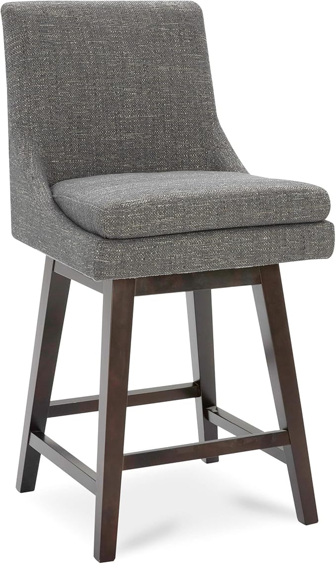 CHITA Counter Height Swivel Bar Stools with Back Set of 2, FSC Certified Upholstered Fabric Bar Stool, 26.8" H Seat Height, Fabric in Fog