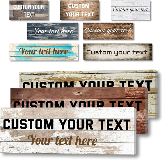 LZIMU Custom Text Signs Wall Decor Personalized Canvas Quote Family Sign Wall Art Wood Background Rustic Farmhouse Decor Framed (5"x15")