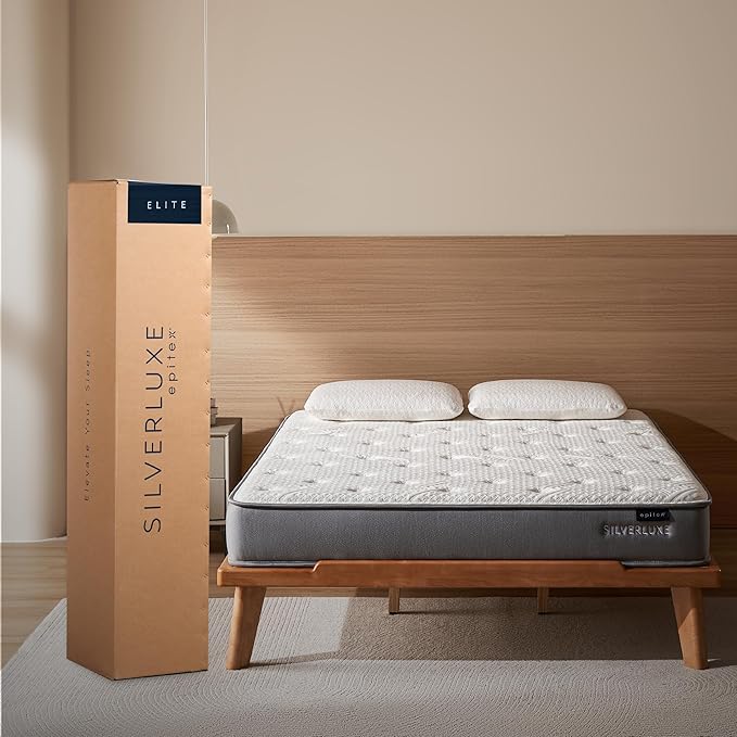 EPITEX Silverluxe Queen Hybrid Mattress 8 Inch, Gel Memory Foam Queen Size Mattress in a Box, Individual Pocket Spring for Low Motion Transfer, Medium Firm Mattress, Gray