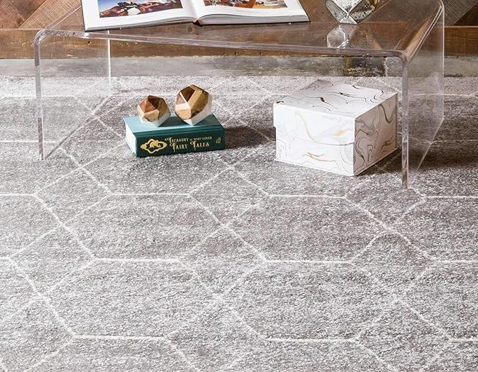 Unique Loom Trellis Frieze Collection Area Rug - Geometric (10' x 14' 1", Light Gray/ Ivory)