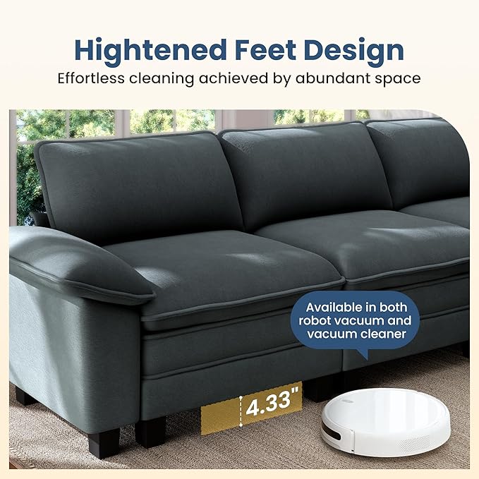PHI VILLA Indoor Modular Sectional Couches Sets, 2-Piece Armless Sofa Set, 2-Seater Upholstered Couch for Living Room Small Spaces, Chenille Fabric, Dark Cyan