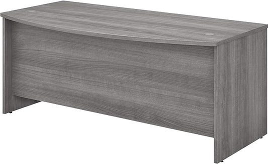 Bush Business Furniture Studio C 72W x 36D Bow Front Desk in Platinum Gray