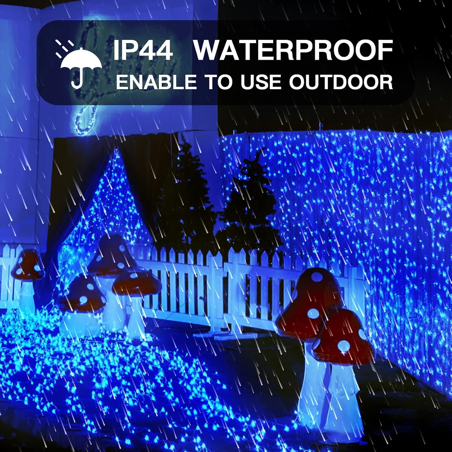 suddus Curtain Lights for Bedroom, 200 Led Hanging String Lights Outdoor Waterproof, Fairy Curtain Lights for Backdrop, Window, Wall, Wedding, Party, Blue