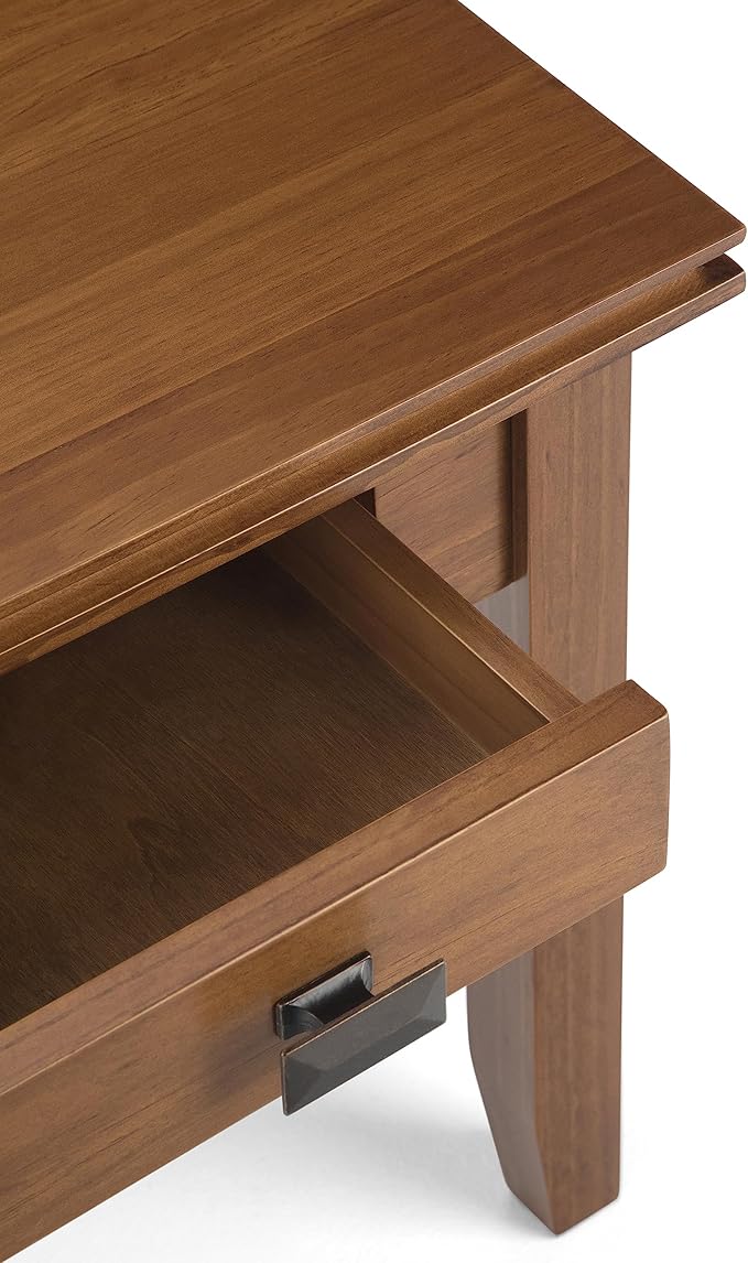 SIMPLIHOME Artisan SOLID WOOD 21 inch Wide Square Transitional End Side Table in Honey Brown for the Living Room and Bedroom