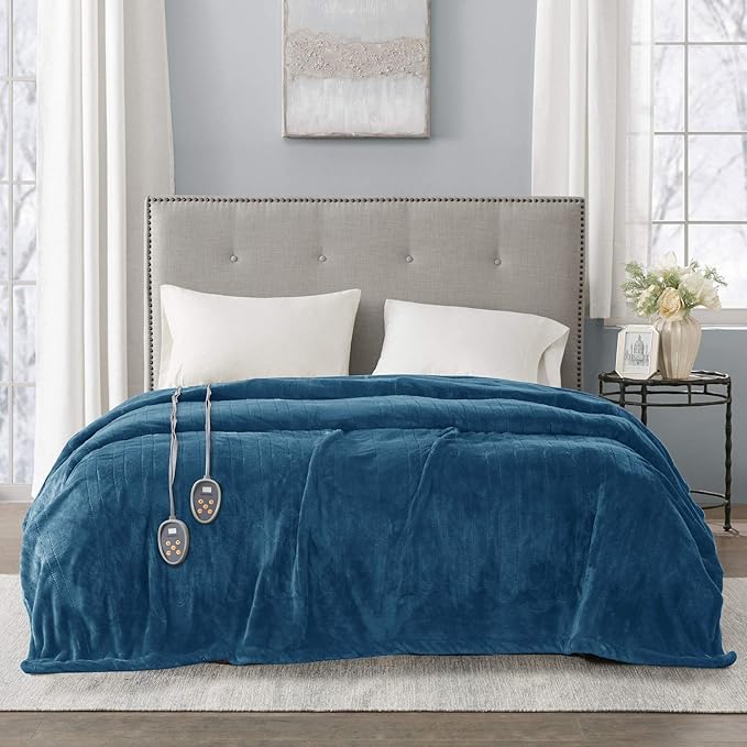 Beautyrest Heated Electric Blanket for Cold Weather, Fast Heating Heated Blanket, Auto Shut Off, Virtually Zero EMF, Multi Heat Setting, UL Certified, Teal Full (84 inx80 in)
