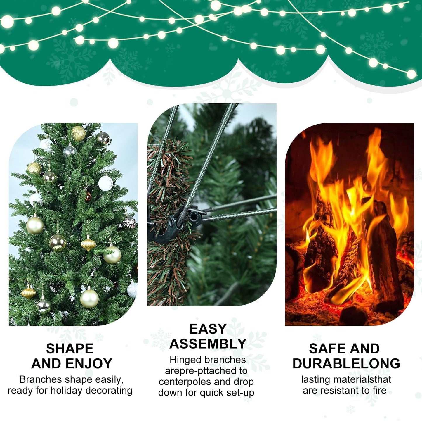 9 FT Artificial Christmas Tree with 3529 PE&PVC Mixed Branch Tips, Unlit Hinged Premium Spruce Fake Xmas Trees, Green, Foldable Base