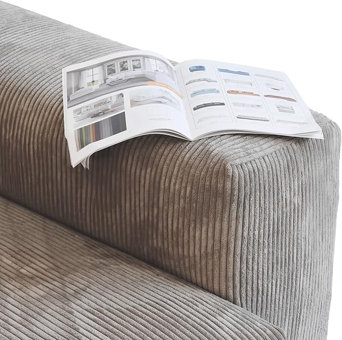 WJShome Cloud Couch Modular Sectional Sofa,141.73inch L Shaped Couch,Oversized Corduroy Couches with Ottoman and Pillows, Brown4 Seaters Cushion Covers Removable& Washable