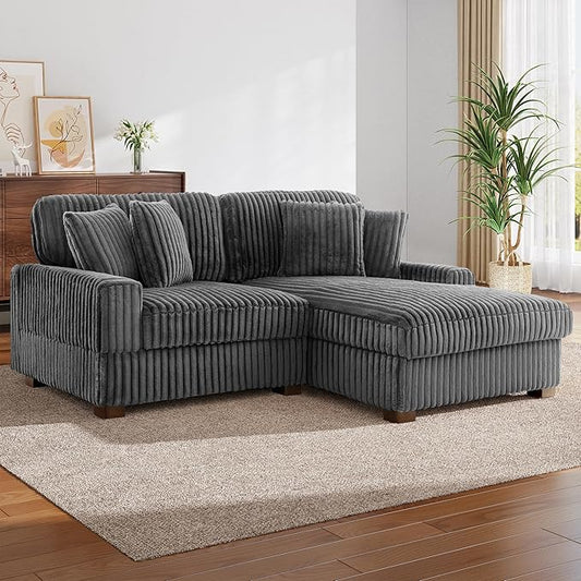 Cloud Sectional Couch with L-Shape Chaise, Modern Modular Sofa with Deep Seat, Upholstered Couches for Living Room Bedroom, Grey