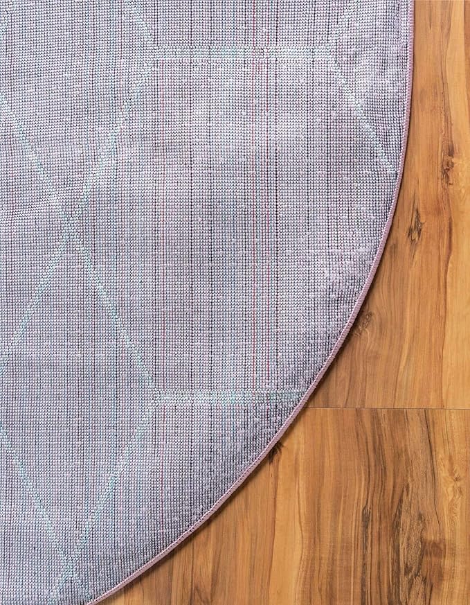 Unique Loom Trellis Frieze Collection Area Rug - Geometric (7' 10" x 10' Oval, Light Pink/ Ivory)