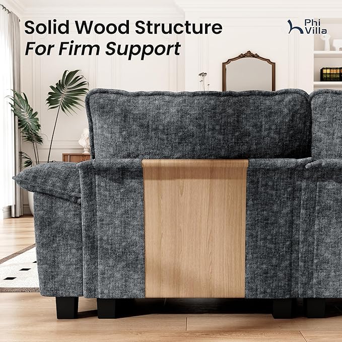 PHI VILLA Cloud Modular Couches Sets, 2 Pieces Sectional Loveseat Sofa Set, 4-Seater Comfy Couch for Living Room Apartment, Chenille Fabric, Dark Cyan
