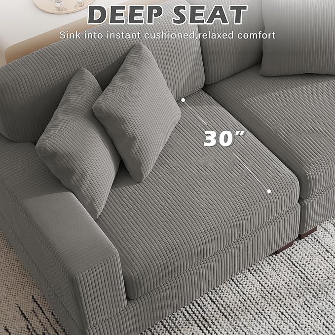 Modular Sectional Couches for Living Room, 82.6" Modern Loveseat 2-Seater Sofa Couch, Upholstered Couches for Living Room Bedroom, Light Grey
