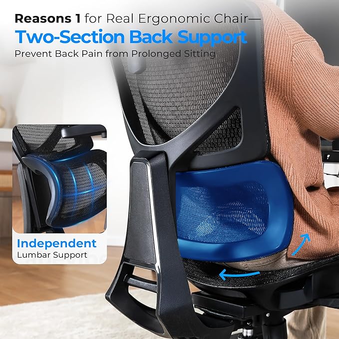 Ergonomic Office Chair - Big & Tall 6'6" Mesh Chair with Dynamic Lumbar Support, 4-in-1 Quick Adjust, 350lbs Capacity - BIFMA Certified Computer Chair for Home Office