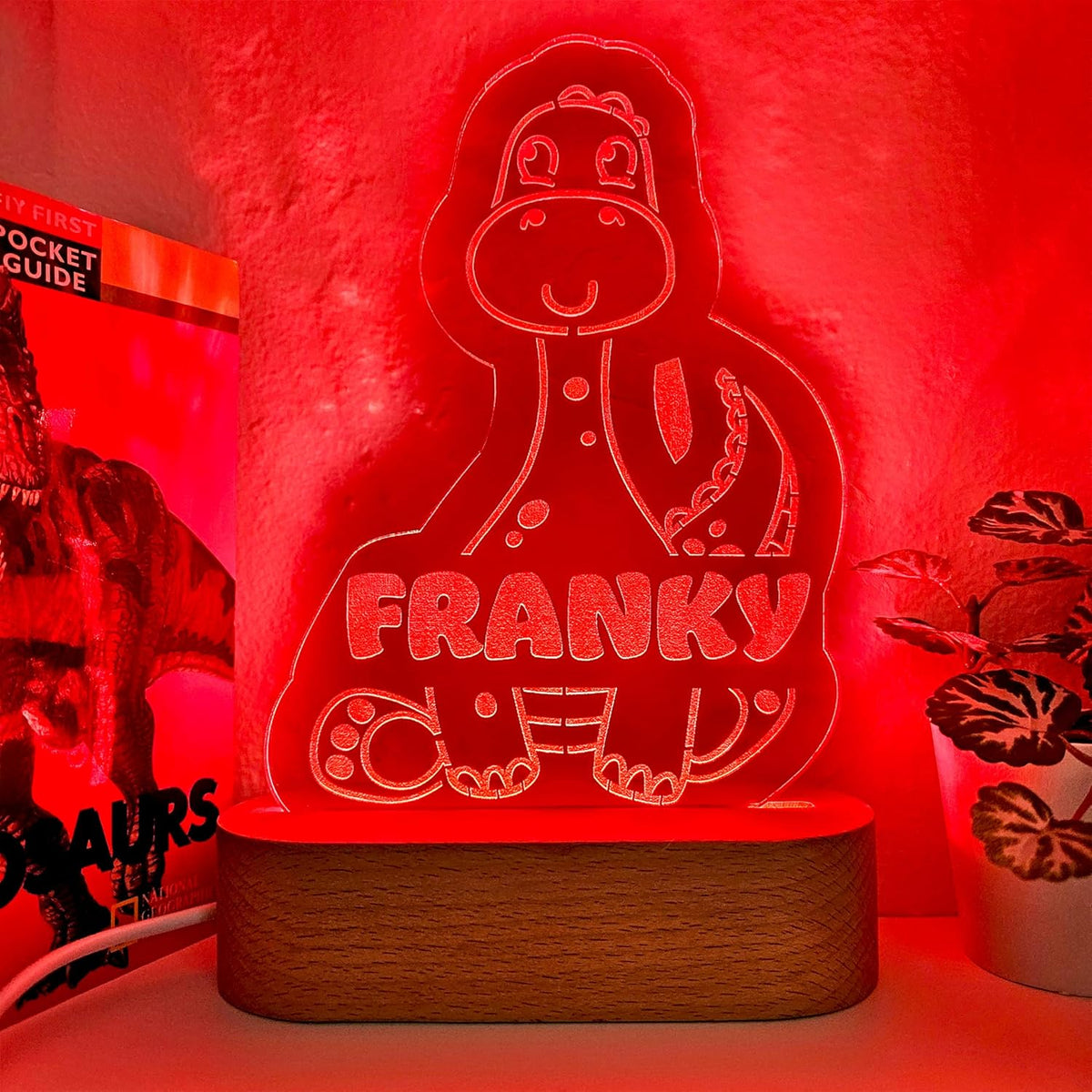 Personalized Night Light | Custom Nightlight for Kids | Nursery Baby Room Decor | Children's Bedroom Gift | LED colors | Stars Night Light (Dinosaur)