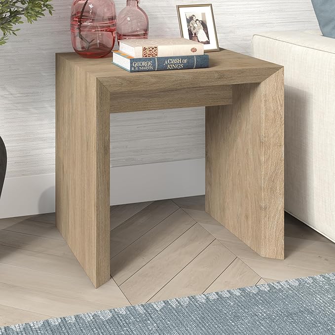 Henn&Hart 22" Wide Rectangular Side Table in Weathered Gray, for Home, Living Room, Bedroom, Entertainment Room, Office