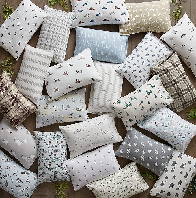 Eddie Bauer - King Sheets, Cotton Flannel Bedding Set, Brushed For Extra Softness, Cozy Home Decor (Snow Days, King)