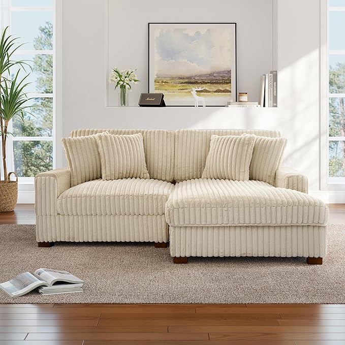 Cloud Sectional Couch with L-Shape Chaise, Modern Modular Sofa with Deep Seat, Upholstered Couches for Living Room Bedroom, White