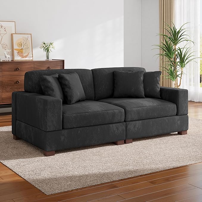 Modular Sectional Couches for Living Room, 82.6" Modern Loveseat 2-Seater Sofa Couch, Upholstered Couches for Living Room Bedroom, Grey