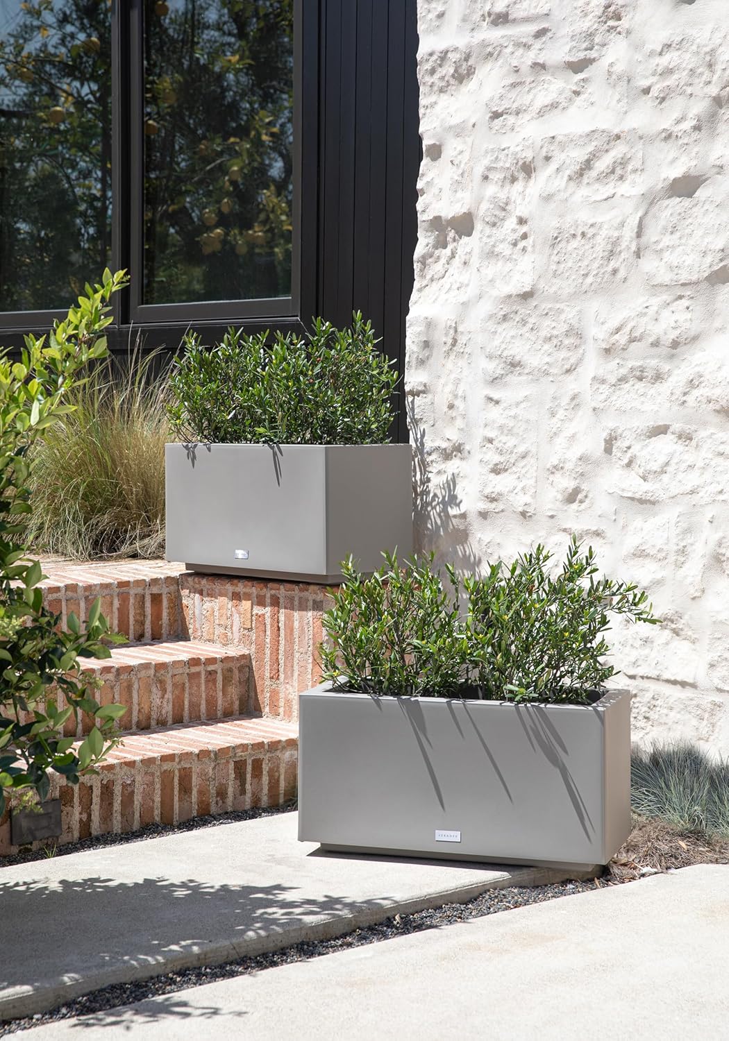 Veradek Block Series Long Box Planter - Large Rectangular Planter for Indoor or Outdoor Patio/Porch | Durable All-Weather Use with Drainage Holes | Modern Décor for Tall Plants, Flowers or Shrubs
