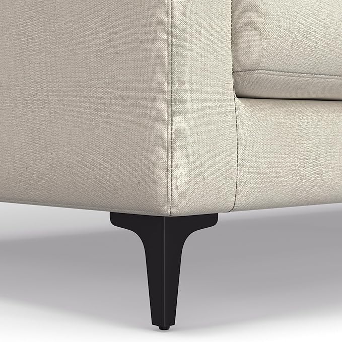 SIMPLIHOME Ava Sofa and Ottoman in 100% Recycled Polyester Performance Fabric, Cream, 90-inch-wide 3-Seater Couch and Matching 36-inch-wide Table Ottoman for Living Room, 2-Piece Set