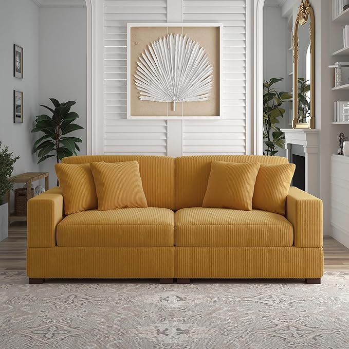Modular Sectional Couches for Living Room, 82.6" Modern Loveseat 2-Seater Sofa Couch, Upholstered Couches for Living Room Bedroom, Orange