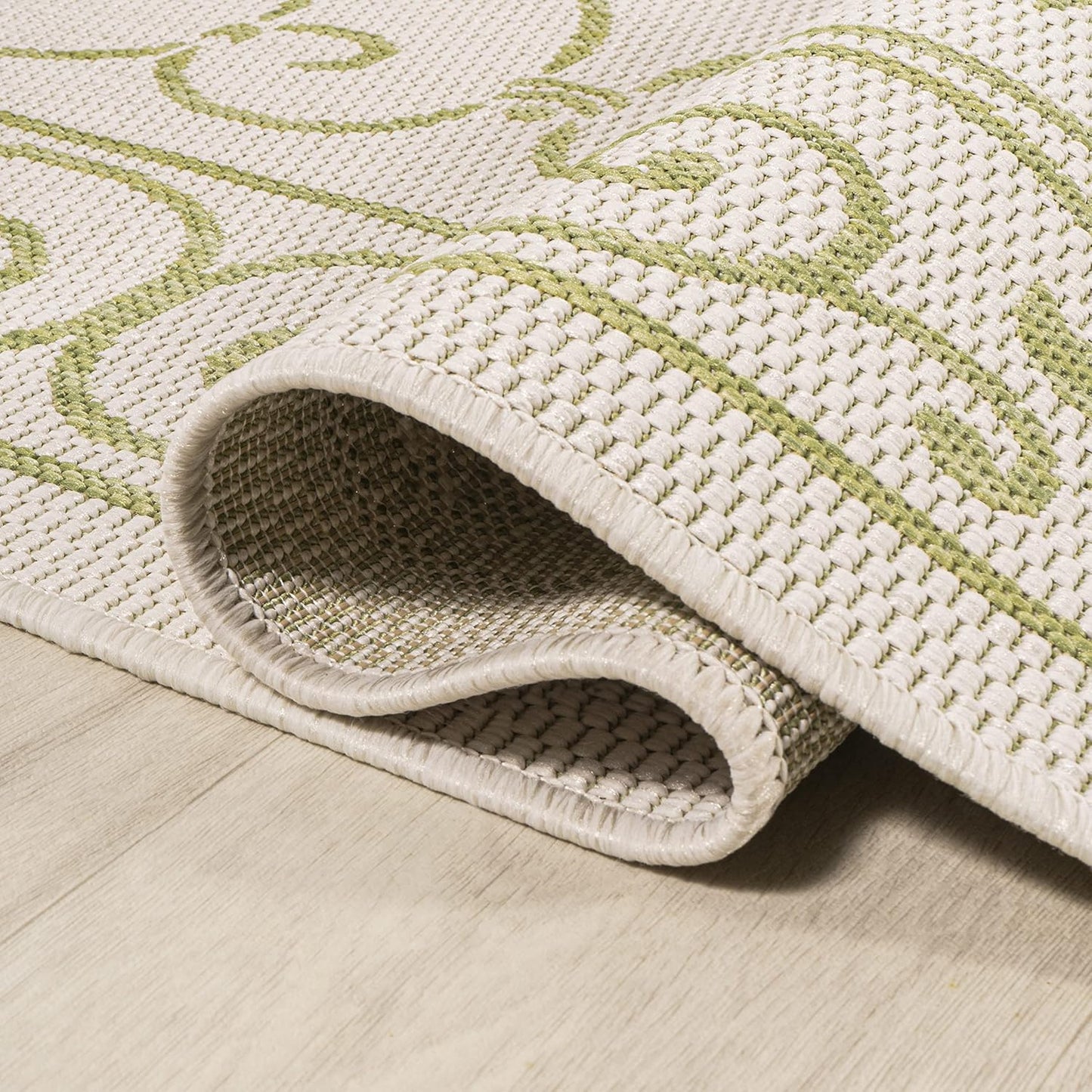 JONATHAN Y Vintage Filigree Indoor Outdoor Runner Rug 2X10 Cream/Green, Charleston Textured Weave for Backyard, Patio, Porch, Easy-Cleaning, High Traffic, Pet-Friendly, Non-Shedding (SMB106I-210)