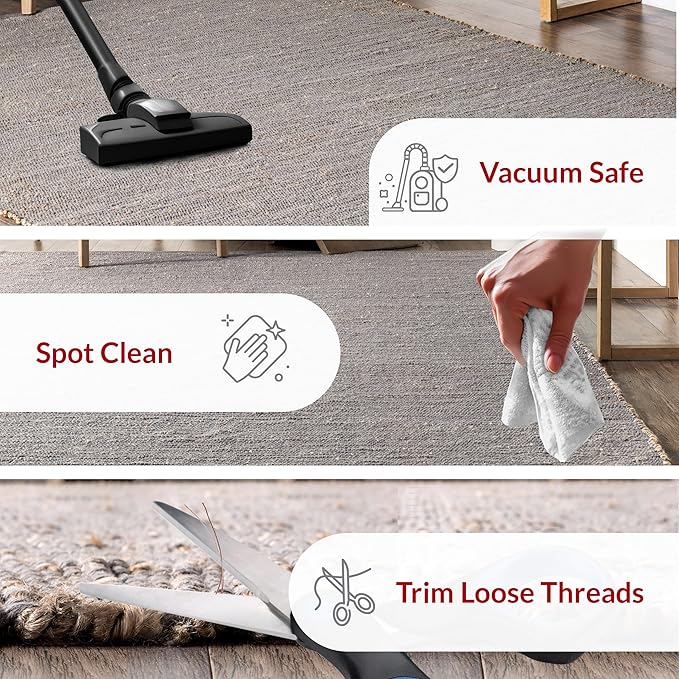 nuLOOM 3x5 Elfriede Jute & Cotton Hand Woven Area Rug, Grey, Solid Rustic Farmhouse Style, Weaved Design, Natural Fiber, For Bedroom, Living Room, Dining Room, Hallway, Office, Entryway