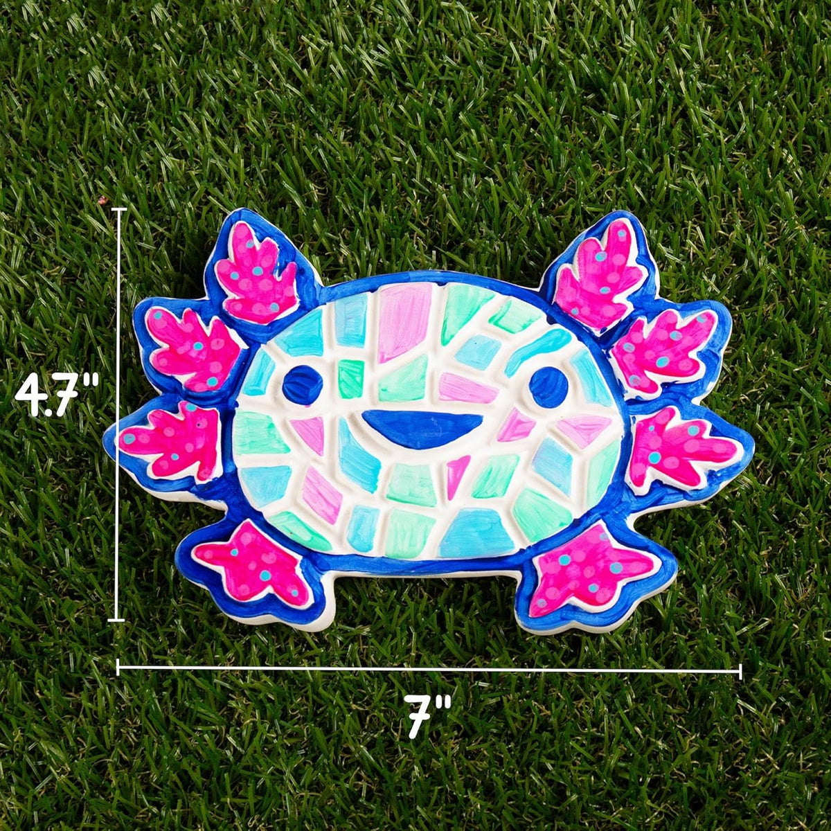 Creative Roots Axolotl Stepping Stone Kit, 7-Inch Paintable Ceramic Stepping Stone, Includes 6 Acrylic Paints, Kids Crafts, Ages 8+
