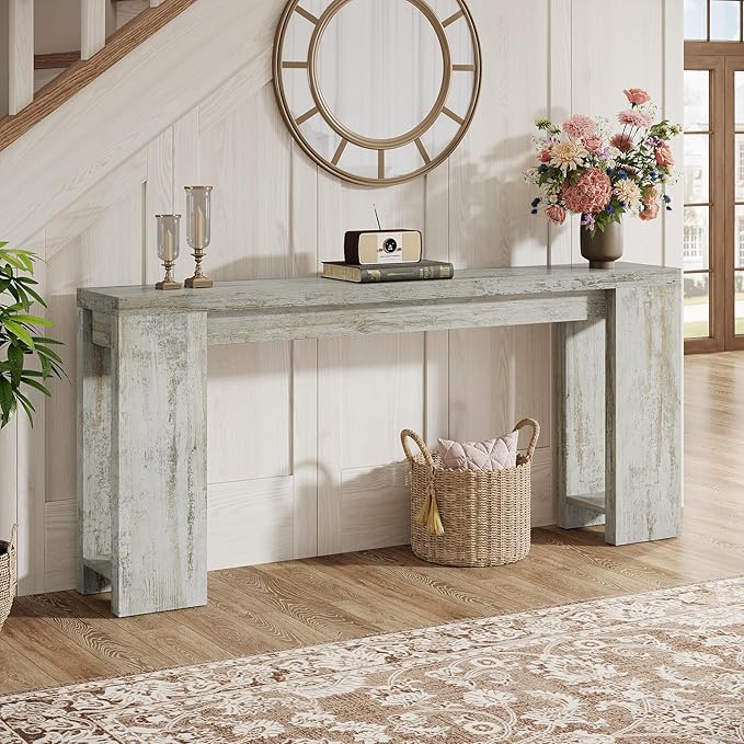 Tribesigns 70.9-Inch Long Console Table, Farmhouse Wooden Entryway Sofa Table Behind Couch, Narrow Entry Console for Living Room, Hallway, Entrance, Foyer