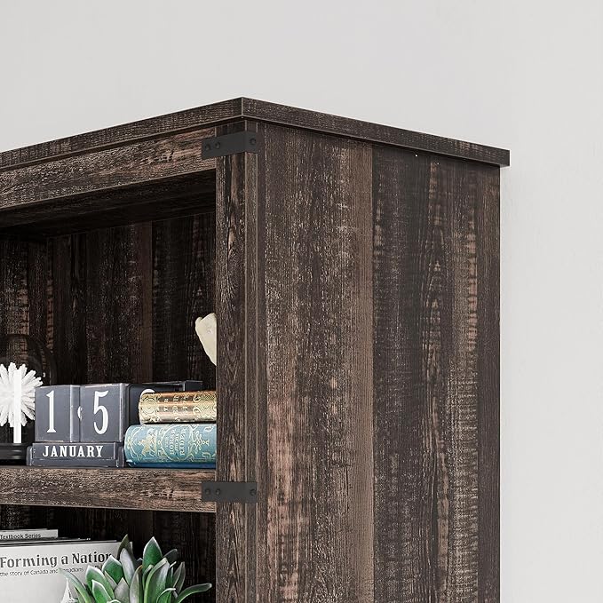 IDEALHOUSE 3 Tier Bookcase, Farmhouse Book Shelf with Storage, Low Book Case Wooden 3 Shelf Bookcase for Home Office, Living Room, Bed Room (Oak, 40.0" H x 31.5" W x 12.2" D)