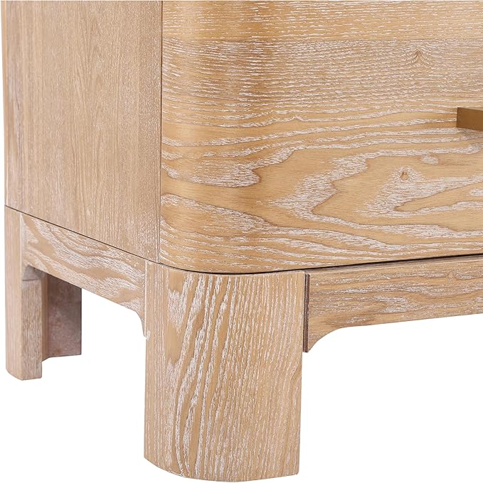 Christopher Knight Home Egbert Modern Nightstand with Drawers, Wooden Small Night Stand with Rounded Corners Design, Bedside Table/End Table for Bedroom, Multipurpose Storage Cabinet, Natural