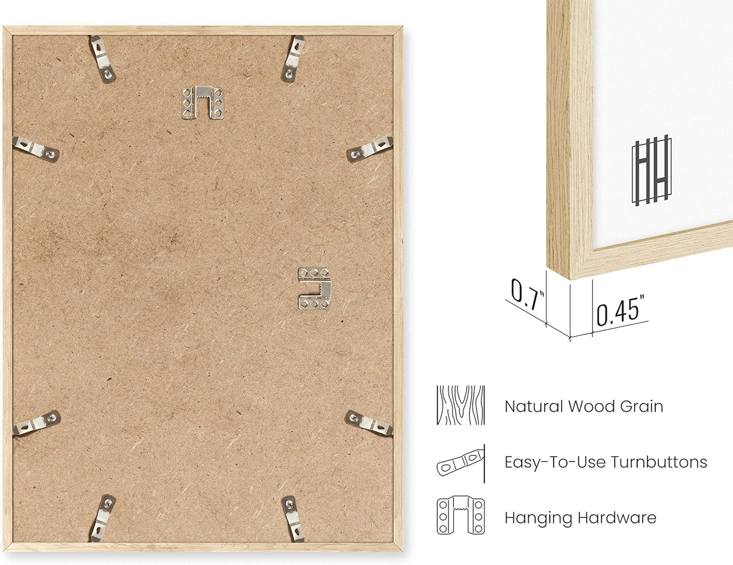 HAUS AND HUES Picture Frame - 6 Set Contemporary Wooden 11x17 inches, Beige Oak Frame