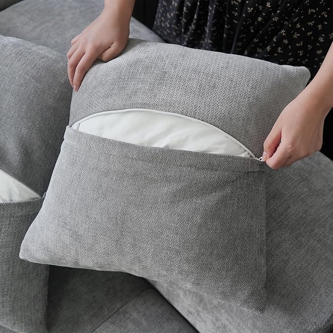 JACH V-Shaped Modular Sectional Sofas for Living Room, Modern Cloud Couch, Mid Century Modern Modular Sofa, Cozy Sleeper Sofa for Living Room (Linen Fabric, Grey)