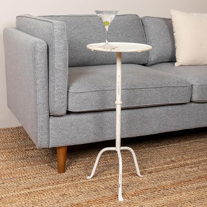 Metal Martini Cocktail Table, Antique White