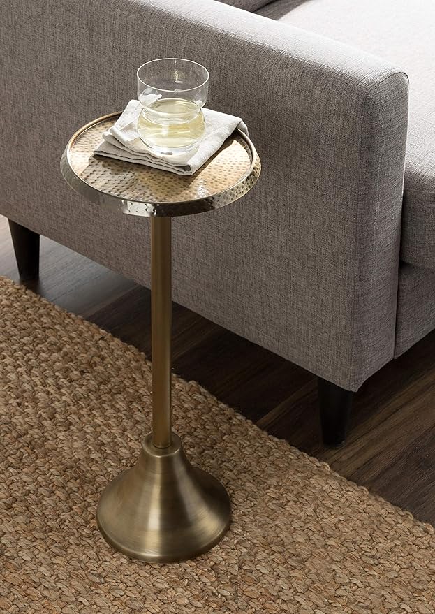 Kate and Laurel Sanzo Bohemian Side Table, 9 x 9 x 23, Gold, Decorative Pedestal End Table for Display and Storage