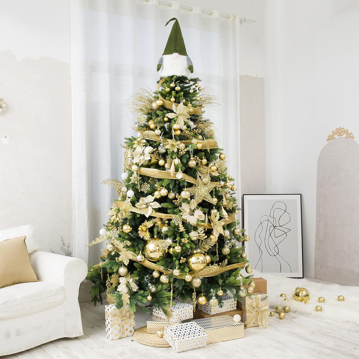 Christmas Ball Ornaments for Christmas Decorations - 41 Pieces Xmas Tree Shatterproof Gold Ball Ornaments with Hanging Loop for Holiday and Seasonal Decoration