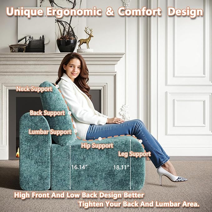 EASE MOOSE Boneless Couch for Living Room, Sectional Cloud Sofa, Modular Cloud Couch, 3-Seater Deep Seat Sofas with Pillow for Bedroom, Apartment, No Assembly Required, Chenille (Blue)