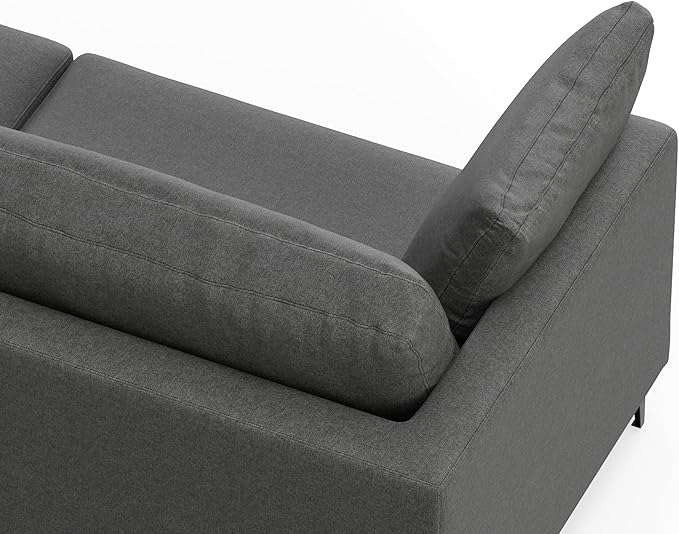 SIMPLIHOME Ava Sofa in 100% Recycled Polyester Tightly Woven Performance Fabric, Pebble Grey, 90-inches Wide, Handcrafted Mid-Century Modern Style Sofa for Living Room or Couch for Family Room